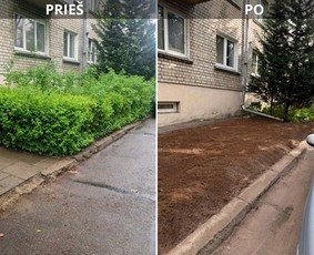 Teritorijos priežiūros darbai prieš ir po